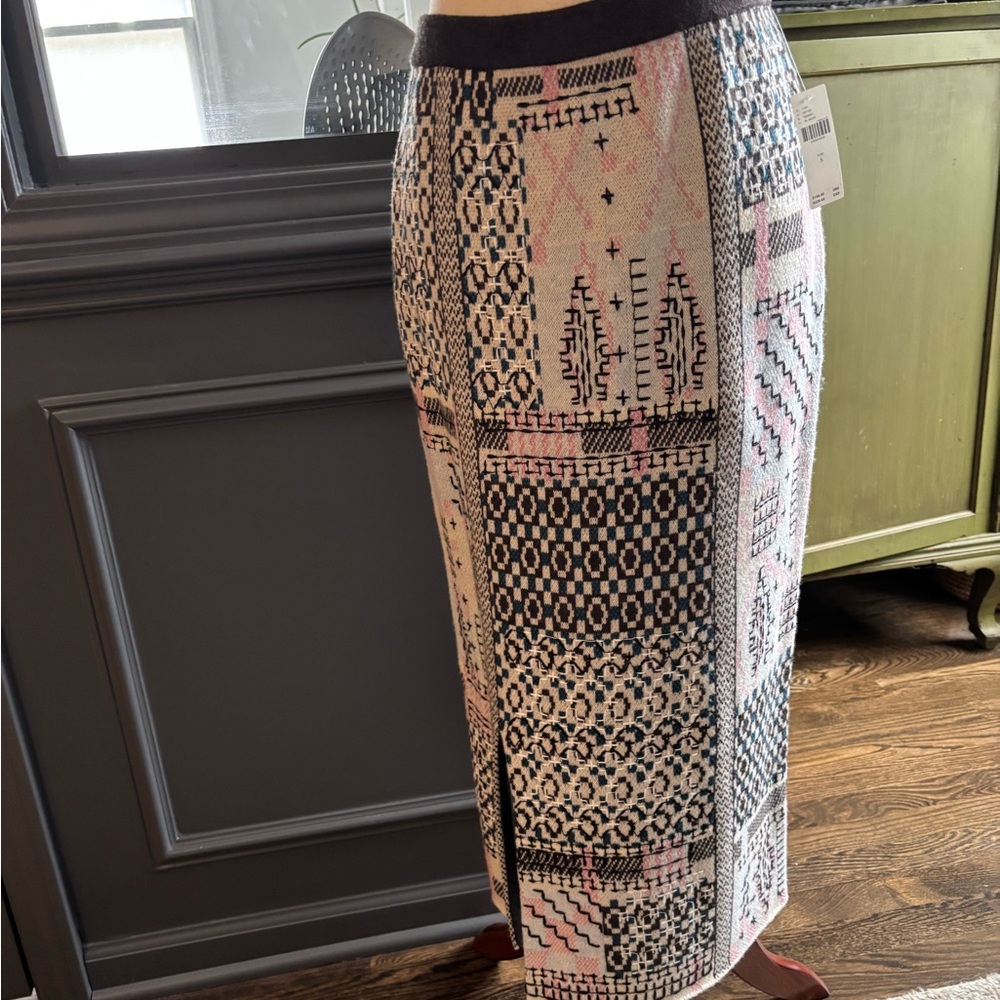 Anthropologie Patterned Sweater Midi Skirt